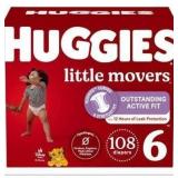 Huggies Size 6 Diapers, Little Movers Baby Diapers, Size 6 (35+ lbs), 108 Count (2 Packs of 54)