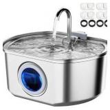 Cat Water Fountain Stainless Steel: 108oz/3.2L Cat Fountain for Drinking- Pet Water Fountain Inside - Automatic Dog Watering Dispenser Bowl - Pet Feeding & Watering Supplies - Water Level Window