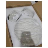 12 Piece Embossed Dinnerware Sets for 4, Elegant Plates and Bowls Sets