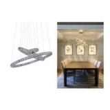 Kai Modern Crystal Chandelier Dimmable Round Pendant Lighting 3 Rings LED Ceiling Hanging Light Fixture for Dining Room Living Room Bedroom Kitchen, 3000K/4000K/6000K 23.62+15.75+7.87