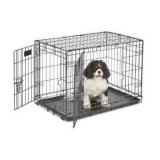 MidWest Homes for Pets 30-Inch Two-Door iCrate Folding Dog Crate with Divider Panel, Leak-Proof Tray & Secure Latches Metal Wire Kennel for Medium Breeds Portable, Durable & Easy to Assemble