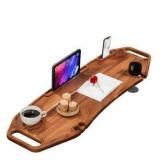 Lush & Style Premium Bathtub Tray Large & Thick 35" x 10``, Acacia Wood Luxury, Waterproof, Non-Toxic, Adjustable Legs, No Tools Required,Caddy Tray, Luxury Bath Accessories