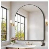 Arched Bathroom Mirror, 36\"x48\" Black Arched Mirror for Bathroom, Wall Mounted Mirror, Black Vanity Wall Mirror w/Metal Frame for Bedroom, Entryway, Living Room, Vertically Hanging