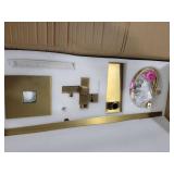 Hoimpro Tub Filler Freestanding Bathtub Faucet Brushed Gold Floor Mount Tub Faucet Waterfall Bathtub Filler with CUPC Certified High Flow Brass Bath Shower Faucets with Handheld Sprayer