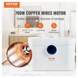 VEVOR 700W Macerator Pump, 9600 L/h Flow, 32.8 ft/10 m Head, Macerator Sewerage Sump Pump with 3 Water Inlets for Toilet, Basement, Kitchen, Sink, Shower, Bathtub Waste Water Disposal Upflush Machine
