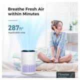 AROEVE Air Purifiers for Bedroom Home, 3 Layer Filter for Smoke Pollen Allergies Pet Dander Odor, Sleep Mode for Better Sleep, Energy Saving, 3 Speeds, Timer for Office, Dorm, Kitchen, MK01, White