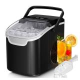 Countertop Ice Maker Machine, 8 Ice Cubes in 6 mins, 26lb/Day Ice with 2 Sizes- Portable Mini, Energy Saving & Basket/Scoop for Home/Party/Travel/Camping/Bar,Black