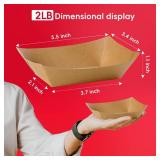 JOLLY CHEF 2lb Paper Food Trays, 1000 Pack Disposable Paper Boat, Serving Boats, Food Holder Trays for Snacks French Fries Nachos Hot Dog Tacos BBQ Party