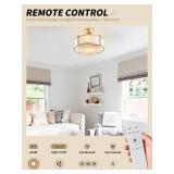 SYDACG 20\" Caged Ceiling Fans with Lights, Gold Fandelier Ceiling Fan with Light, Boho Chandelier Fan, 6 Speeds for Bedroom, Nursery, Living Room