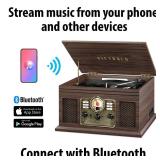 Victrola The Quincy 6-in-1 Bluetooth Record Player & Multimedia Center with Built-in Speakers 3-Speed Turntable, CD & Cassette Player, AM/FM Radio, Wireless Music Streaming (Espresso)