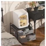EazeHome Mini Fridge Stand, Fridge Stand with Storage, 2 Drawer Fridge Cart, Organizer Unit for Mini Fridge, Fridge Stand with Metal Frame and Fabric Drawers, Mini Fridge Table with 4 Swivel Wheels