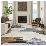 9x12 Area Rug for Living Room, Washable Rug Non-Slip Stain Resistant, Large Modern Neutral Abstract Indoor Floor Carpet for Bedroom, Dining Room, Home Office - Vintage Blocks