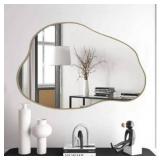 POZINO Gold Irregular Mirror, 30\"x20.5\" Cloud Shaped Mirrors, Unique Asymmetrical Wall Mirror, Modern Frameless Wall Mirrors for Living Room Bathroom Bedroom Entryway