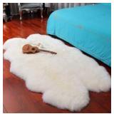 LLB Genuine Sheepskin Area Rug Wool Rug Fur Carpet Fluffy Shaggy Fur Rug for Living Room Kids Bedroom Real Sheepskin Throw Lambskin Rugs Sofa Mat Chair Seat Covers (Ivory White, 4 x 6 ft Sheepskin)