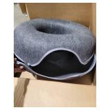 Large Cat Tunnel Bed for Indoor Cats with 3 Toys, Scratch Resistant Donut Cat Bed, Up to 30 Lbs (L 24x24x11, Dark Grey