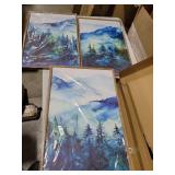 Blue Ridge Mountains Forest Framed Canvas Wall Art Set, Natural Landscape Wall Decor, Green Pine Trees Wall Painting, Woodland Artworks for Living Room, Bedroom, Dining Room - 16\"x24\"x3