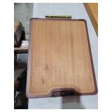 Titanium Stainless Steel Cutting Board for Kitchen with Knife Sharpener, Dual-Sided, Rubber Padded, Dishwasher Safe, Gold Handle, Non-Toxic, 15\" x 11\" Metal Cutting Board