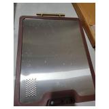 Titanium Stainless Steel Cutting Board for Kitchen with Knife Sharpener, Dual-Sided, Rubber Padded, Dishwasher Safe, Gold Handle, Non-Toxic, 15\" x 11\" Metal Cutting Board