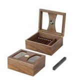 W & J 1983 Cigar Humidor, Glass Top Cigar Box, Desktop Cedar Wood Case Holds 20-30 Cigars with Hygrometer & Divider, Present for man, Father