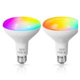 KHSUIN Upgrade Smart Light Bulbs,16W 1600Lumen(150W Equivalent) Ultra Bright 2.4G WiFi BR30 Flood Smart Bulbs Work with Alexa,Google Home(No Hub Required),Full Color Changing Alexa Light Bulb,2 Pack