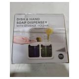 Kitchen Hand Soap and Dish Soap Dispenser Set, Dual Soap Dispenser with Sponge Caddy and Brush Holder 4-in-1 Organizer for Sink Countertop, Useful Kitchen Gadgets - White