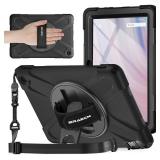 BRAECNstock for Amazon Fire HD 10 Tablet Case (13th Generation 2023) 10.1\" Shockproof Protective Kids Case with Screen Protector [Rotating Hand Strap+Stand], Pen Holder,Shoulder Strap, Black