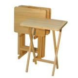 Casual Home 660-40 Tray Table Set, Natural, 14.75 in x 19 in x 25.5 in, 5 Piece