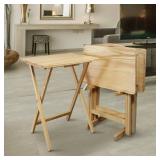 Casual Home 660-40 Tray Table Set, Natural, 14.75 in x 19 in x 25.5 in, 5 Piece