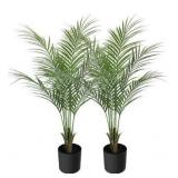 Artificial Palm Plant 3FT Fake Palm Tree with 9 Trunks Perfect 36inch Faux Tropical Palm Plants in Pot for Indoor Outdoor House Home Office Garden Modern Decor Housewarming Gift (2 Pack