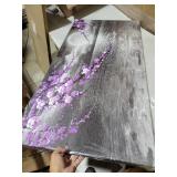 Large Purple Wall Art Decor for Living Room Bedroom Framed Black and White Seascape Full Moon Purple Flower Painting Canvas Picture Modern Hand-Painted Plum Blossom Artwork for Home Office 24x48