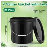 Tioncy 24 Pcs 2 Gallon Plastic Bucket with Lid Heavy Duty 2 Gallon Bucket Pail with Lid Handle for Storage Container Home Household Cleaning (Black)