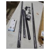 Tension Curtain Rod 51-145In(4.25-12.08Ft), Extra Long Curtain Rod No Drilling for Window or Bathroom Patio, Adjustable Spring Shower Curtain Rod, Easy to Install Never Rust Rod Diameter 1.26In-Black