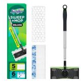 Swiffer Sweep & Mop Deluxe 2-in-1 Floor Mopping and Sweeping Kit, Multi-Surface Kit for Floor Cleaning, Includes 1 Sweeper Device, 5 Heavy Duty Dry Sweeping Cloths, 6 Heavy Duty Wet Mopping Cloths