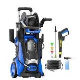 Electric Pressure Washer 5000PSI-Max 3.6GPM Power Washer Touch Screen Adjustable Pressure,4 Nozzles and 500ml Foam Cannon Power Washer Cleaning for Patio Blue