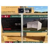 Unused 12 x 20 Metal Loafing Livestock Shed Cream in Color