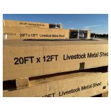 Unused 12 x 20 Metal Loafing Livestock Shed Cream in Color