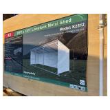 Unused 12 x 25 Metal Loafing/Livestock Shed, Cream in Color
