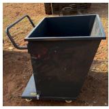 Unused Dump Hopper: Handle, wheels and hydraulic dump capability 35 x 28 x 31 inches in dimensions