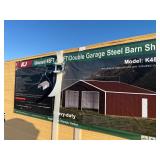 Unused 25x45 Double Metal Garage/Shop, Red and Brown in Color