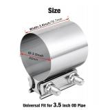 EVIL ENERGY 3.5 Inch Exhaust Clamp,3 1/2" Butt Joint Band Clamp Sleeve Coupler Stainless Steel for Pipes,Mufflers,Catalytic Converters 1PCS