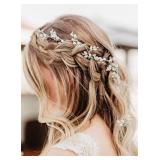 Chargances Bridal Pearl Bohemia Hairpiece for Weddings, Proms, Festivals (silver, 16 inches, 1 Count)