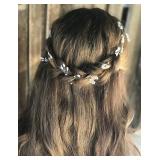 Chargances Bridal Pearl Bohemia Hairpiece for Weddings, Proms, Festivals (silver, 16 inches, 1 Count)