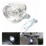 BlueSunshine Vintage Retro Bicycle Bike Front Light Lamp 3 LED Headlight with Bracket (Silver)