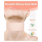 Beautistin Reusable Silicone Neck Wrinkle Patch - Silicone Mask Adjustable, for Use with Neck Cream, No Adhesive, Anti Wrinkle Patches for Firming and Tightening, with Jade Gua Sha Tool and Tin Case
