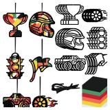 Race Car Tissue Paper Craft Kit Racing Handmade Paper Cardboard Race Car DIY Art Crafts for Home School Classroom Birthday Party Decorations Supplies Window Stained Glass Effect Art Supplies