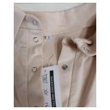 LilyCoco Womens Long Sleeve Bodysuit Tops Sexy Button Up V Neck Collared Body Suits Apricot Small