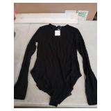 MANGOPOP Womens Bodysuit Long Sleeve Crew Neck Body suit for Women Ribbed Bodysuits Shirts M