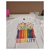Equality Love Peace And Kindness Book Flowers LGBT Gay Pride T-Shirt -2XL -White