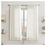 Joywell Cafe Curtains 54 Inch Length Semi Sheer Curtains Ivory Cream Curtain 2 Panels Set Light Filter Cotton Linen Drapes Oatmeal Neutral Modern Boho Natural Sheer Drapes for Bathroom Window