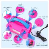 Voircoloria Balloon Pump Electric, Portable Automatic Dual Nozzle Inflator 110V 600W With Tying Tools For Birthday Gender Reveal Baby Shower Balloons Party Decorations(Pink)